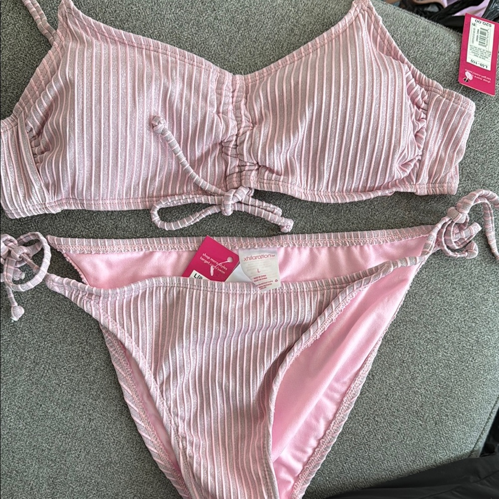 Xhilaration Light Pink Striped Bikini
